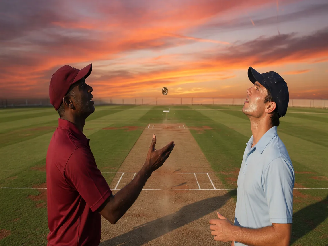 A coin toss during an evening T20 fixture
